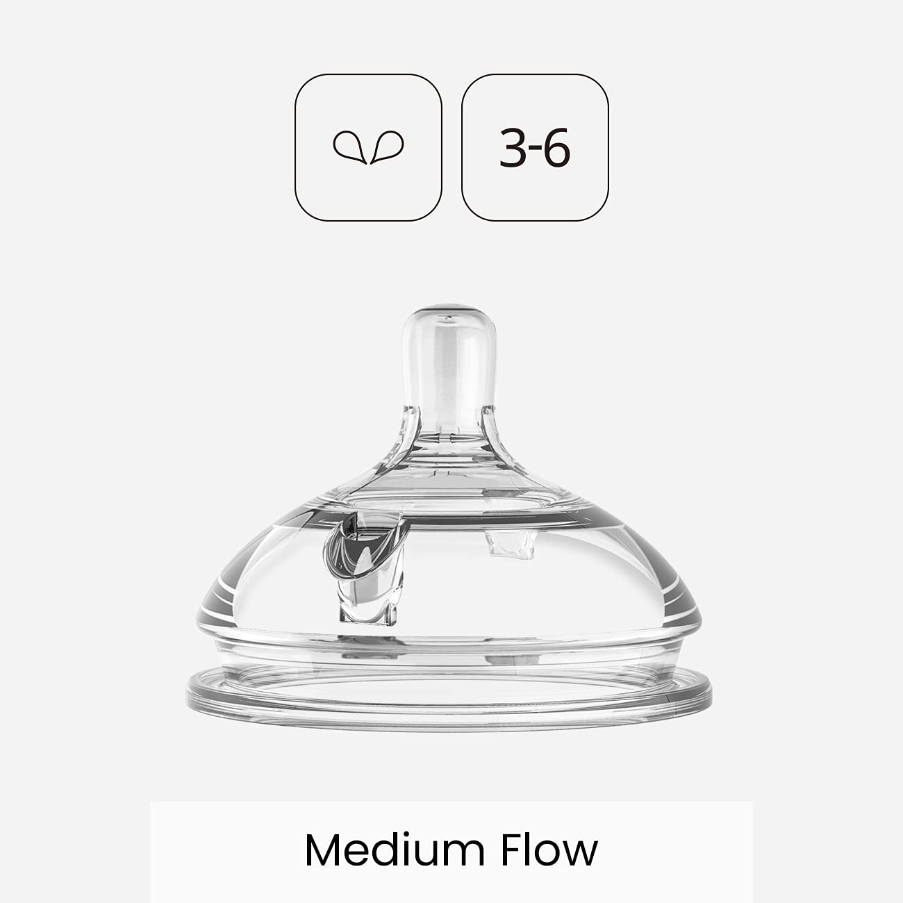 Comotomo Silicone Replacement Nipple, Medium Flow, 3-6 Months, 2 Count