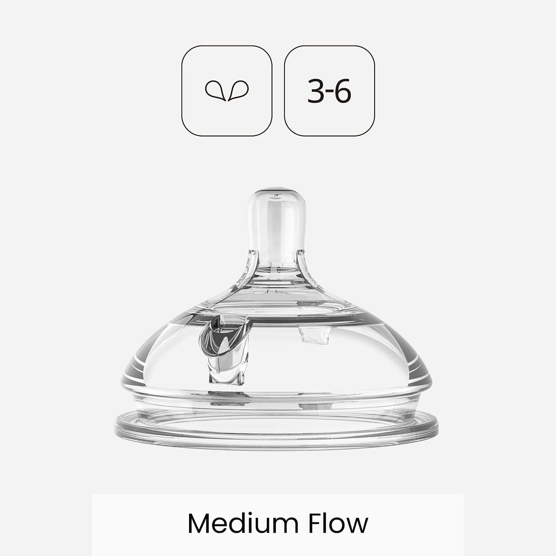 Comotomo Silicone Replacement Nipple, Medium Flow, 3-6 Months, 2 Count