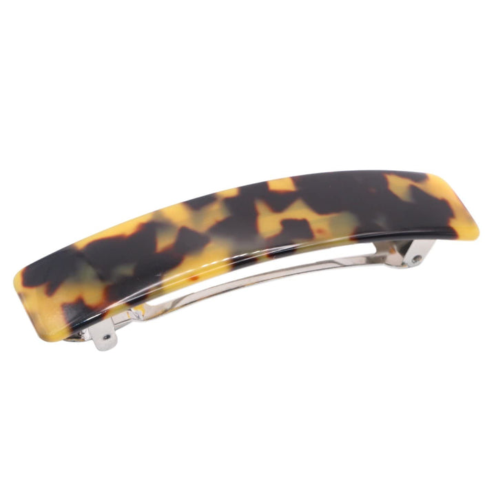 French Amie Oblong Handmade 3. 5 Inches Strong Grip Celluloid Yellow Tokyo Automatic Hair Clip Hair Barrette - Long Lasting (Tokyo Shell)
