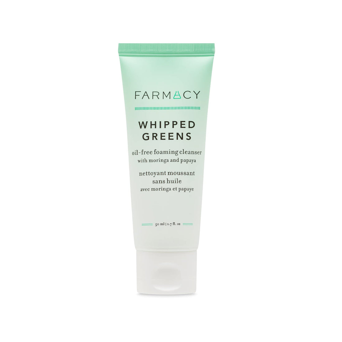 Farmacy Foaming Face Wash for Oily Skin - Whipped Greens Oil-Free Gentle Facial Cleanser + Exfoliator - Infused with Green Clay to Remove Impurities, Control Oil + Maintain Skin Hydration (50ml)
