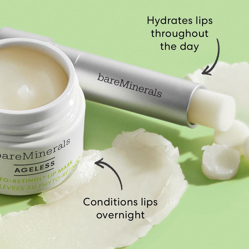bareMinerals Ageless Phyto-Retinol Lip Treatment with Plant-Based Retinol Alternative + Hyaluronic Acid, Ultra-Hydrating Lip Balm, Vegan