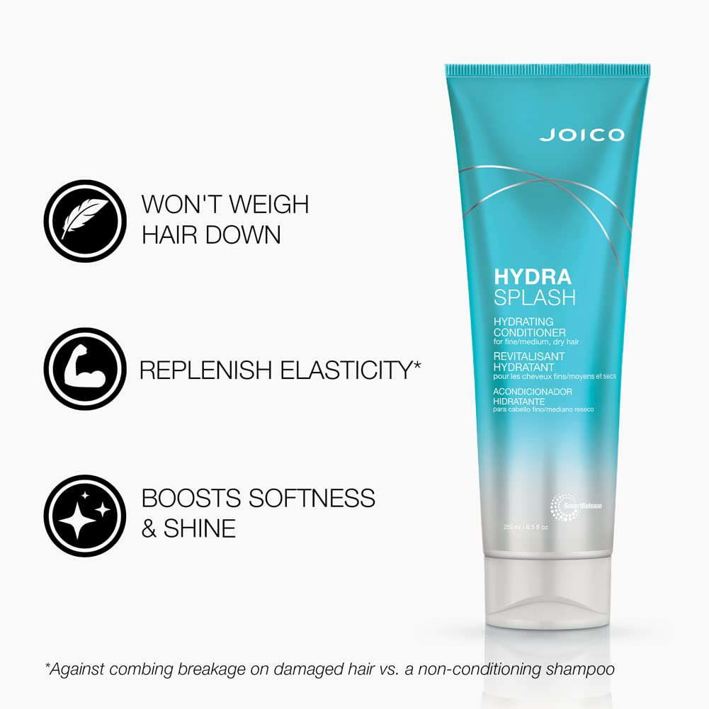 Joico HydraSplash Hydrating Conditioner | For Fine, Medium, Dry Hair | Replenish Moisture | Add Hydration & Softness | With Sea Kelp & Coconut Water | 8.5 Fl Oz
