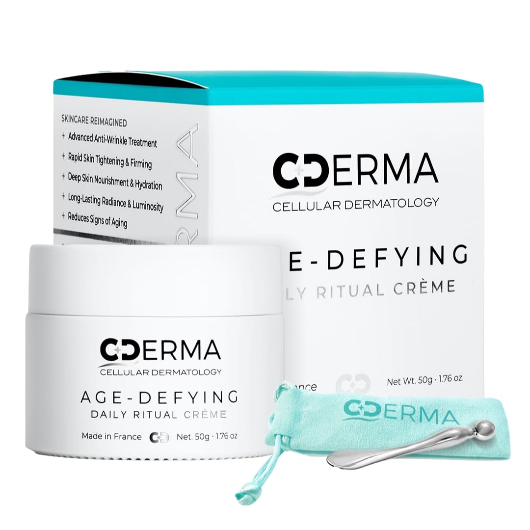 Cellular Dermatology CDERMA Anti-Aging Face Cream Fights Wrinkles, Firming & Hydrating Moisturizer with Dual Hylauronic Acid For Dry Skin, Sensitive Skin, Aging Skin Made in France, 1.76 fl oz