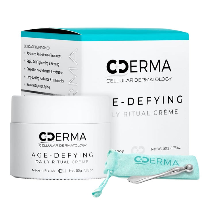 Cellular Dermatology CDERMA Anti-Aging Face Cream Fights Wrinkles, Firming & Hydrating Moisturizer with Dual Hylauronic Acid For Dry Skin, Sensitive Skin, Aging Skin Made in France, 1.76 fl oz