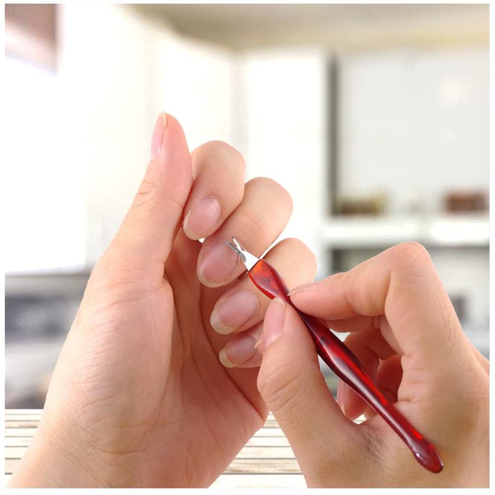 Luxxii (2 Pack) Practical Nail Art Tools Pedicure Cuticle Trimmer Remover Pusher Dead Skin Callus Removal Fork Brown (B)