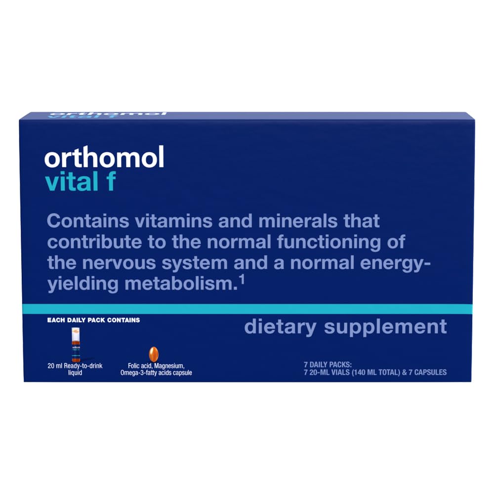 Orthomol Vital F Vial, Women's Multivitamin, 7-Day Supply, Vitamins A, B, C, D, E, K, Calcium, Iodine, Omega-3