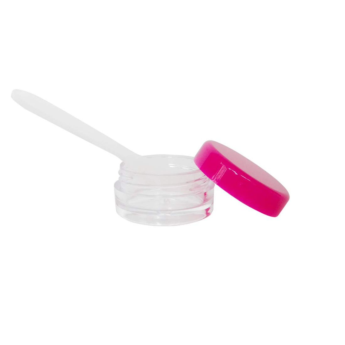 50pcs, 3Gram 3ml BPA Free Small Jars, Cosmetic Sample Empty Plastic Container, Round Pot Rose Red Screw Cap Lid, for Makeup, Eye Shadow, Nails, Powder, Jewelry, Gems, Beads, Free 50x Dispense Spatulas