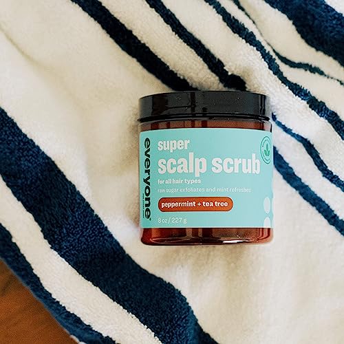 Everyone Hair Care Super Scalp Scrub - Peppermint & Tea Tree, 8 fl oz Bottle, Scalp Exfoliator, Gentle Hair Scrub Removes Dirt & Sweat Build Up, Sulfate Free & Paraben Free