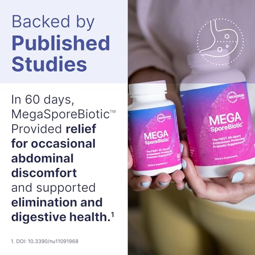 Microbiome Labs MegaSporeBiotic Probiotics for Women & Men - Spore Based Probiotics for Digestive Health - Shelf Stable & Travel-Friendly (60 Capsules)