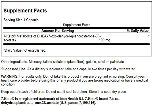 Swanson 7 Keto Dhea 100 Milligrams 30 Capsules