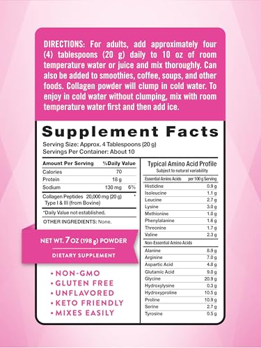 Nature's Truth Collagen Powder | 7 oz | Type I and III | Unflavored | Grass Fed Peptides and Keto Friendly | Non-GMO & Gluten Free Supplement