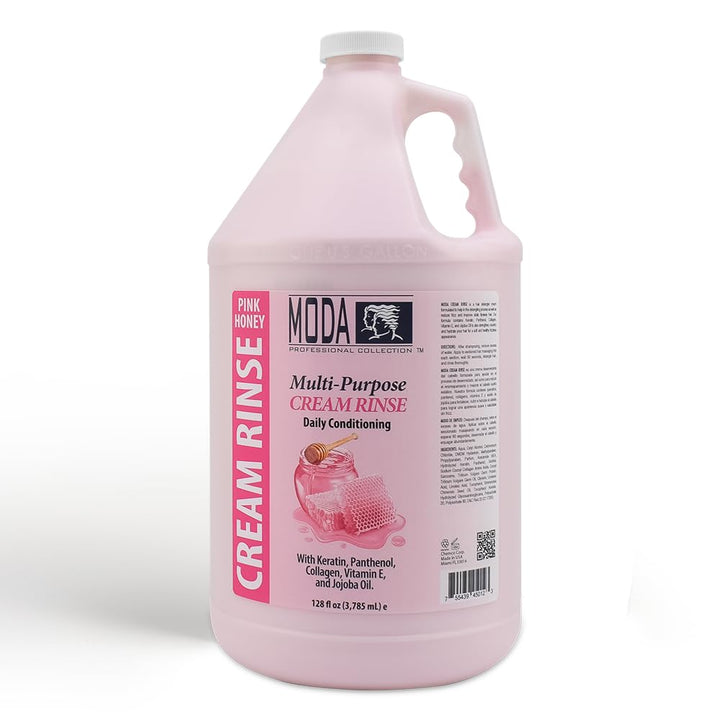 MODA Cream Rinse - Nourish, Detangle & Repair with Keratin, Panthenol, Collagen, and Vitamin E - Moisturizing Hair Conditioner for Dry & Damaged Hair, Soothing Pink - 128 Oz