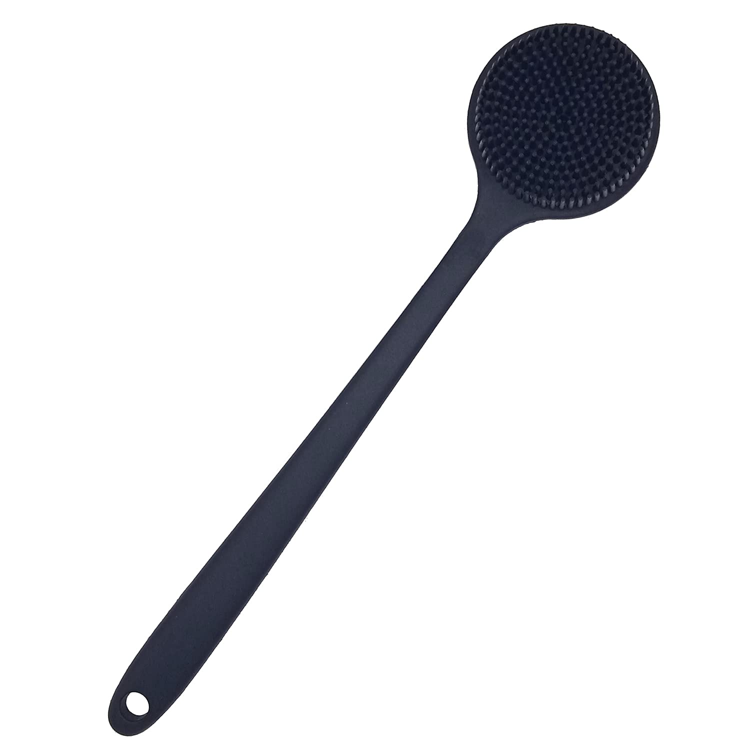 DNC Back Scrubber for Shower Soft Silicone Bath Body Brush with Long Handle, BPA-Free, Hypoallergenic (Black)