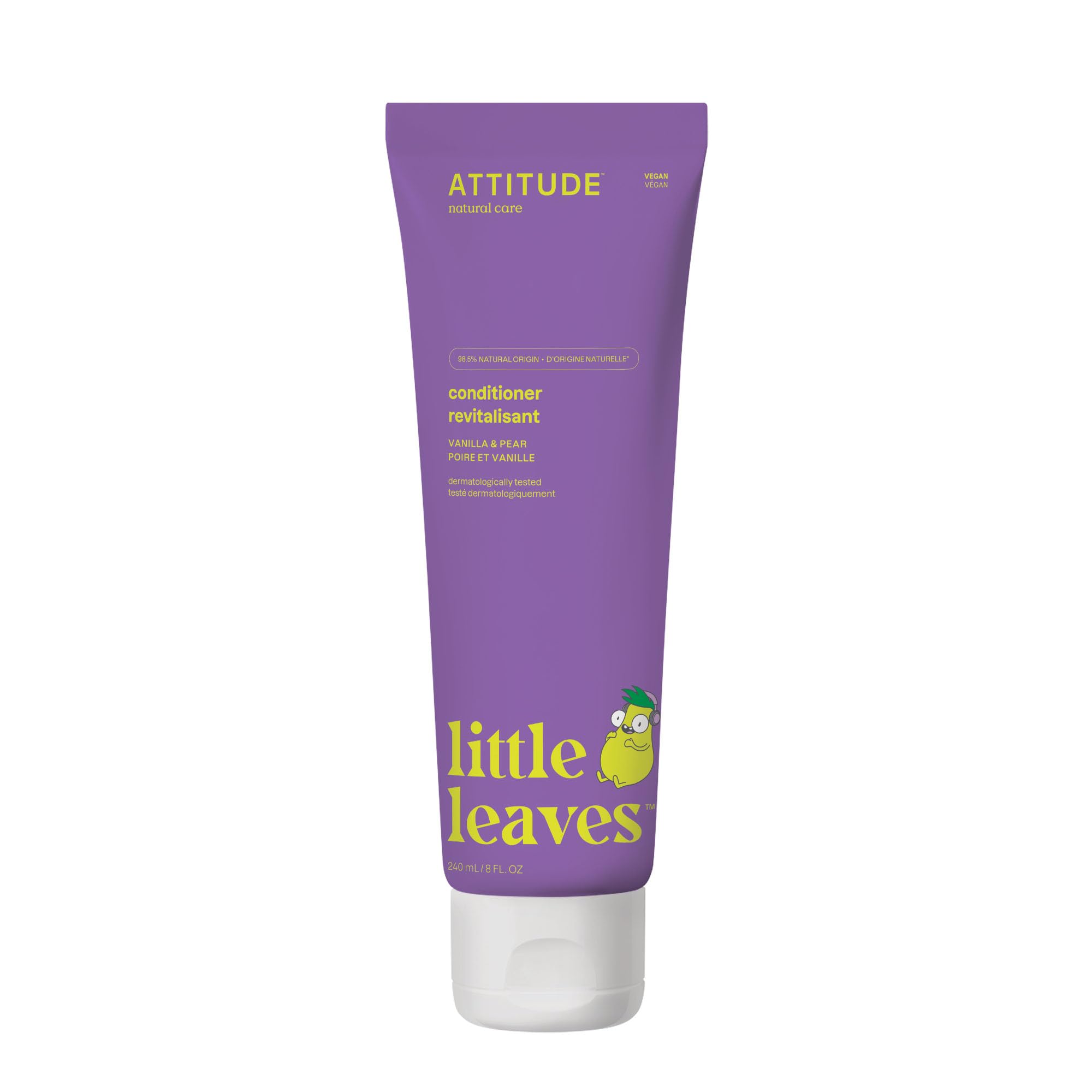 Attitude Little Leaves Hypoallergenic & Natural Conditioner, Vanilla & Pear, 8 Fl. Oz