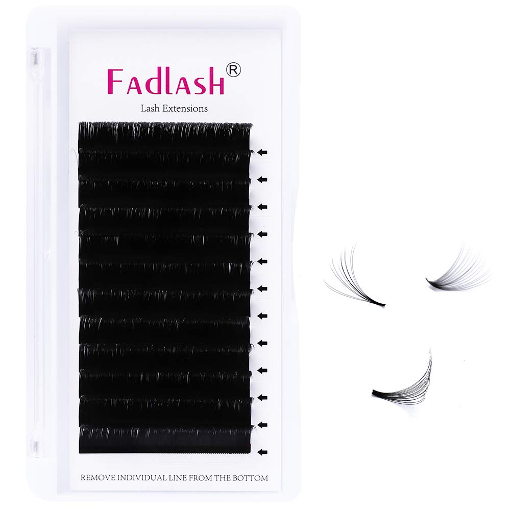 Easy Fan Volume Lash Extensions FADLASH D Curl Volume Fans 8-20mm Length Self Fanning Eyelash Extensions 3D~10D 0.05 0.07mm Eye Lash (0.05-D, Mix 8~14mm)