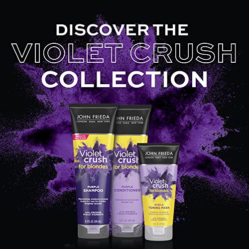 John Frieda Violet Crush Purple Conditioner, Purple Conditioner for Blonde Hair, Crushed Violet Pigments Neutralize Brassy Tones for Cooler, Brighter Blonde, 8.3 Oz