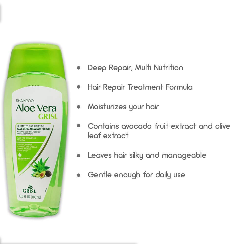 Aloe Vera Shampoo By Grisi .. Multi Nutrition, Deep Repair 13.5 Oz... Amtc