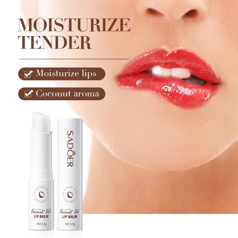 Sadoer Coconut Oil Lip Balm - Hydrating, Soothing, Long-Lasting Protection, All-Season Protection
