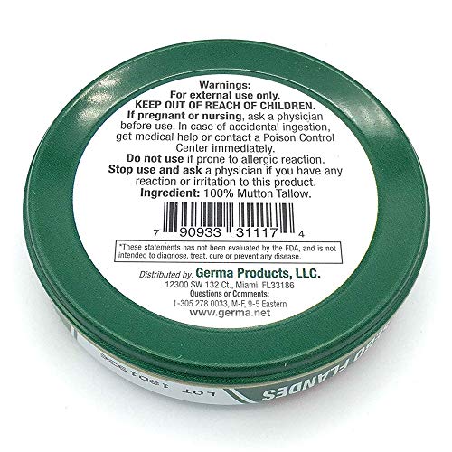 Germa Mutton Tallow Cream - 100% Pure Sebo Flandes Moisturizer for Hands & Sunburn Relief, Adult Skin Care, 0.7oz