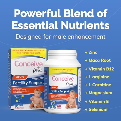 Conceive Plus Men's Fertility Support - Male Supplements With Maca Root, L-Arginine, Zinc, Folate, Magnesium - Boost Sperm Count & Supports Male Reproductive Health - 16 Prenatal Vitamin - 60 Capsules