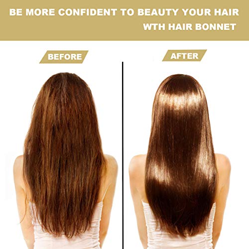 Bonnet Hood Hair Dryer Attachment Set - Soft Adjustable Hooded Bonnet for Hand Held Hair Dryer - Including Head Band for Drying Styling Curling Deep Conditioning