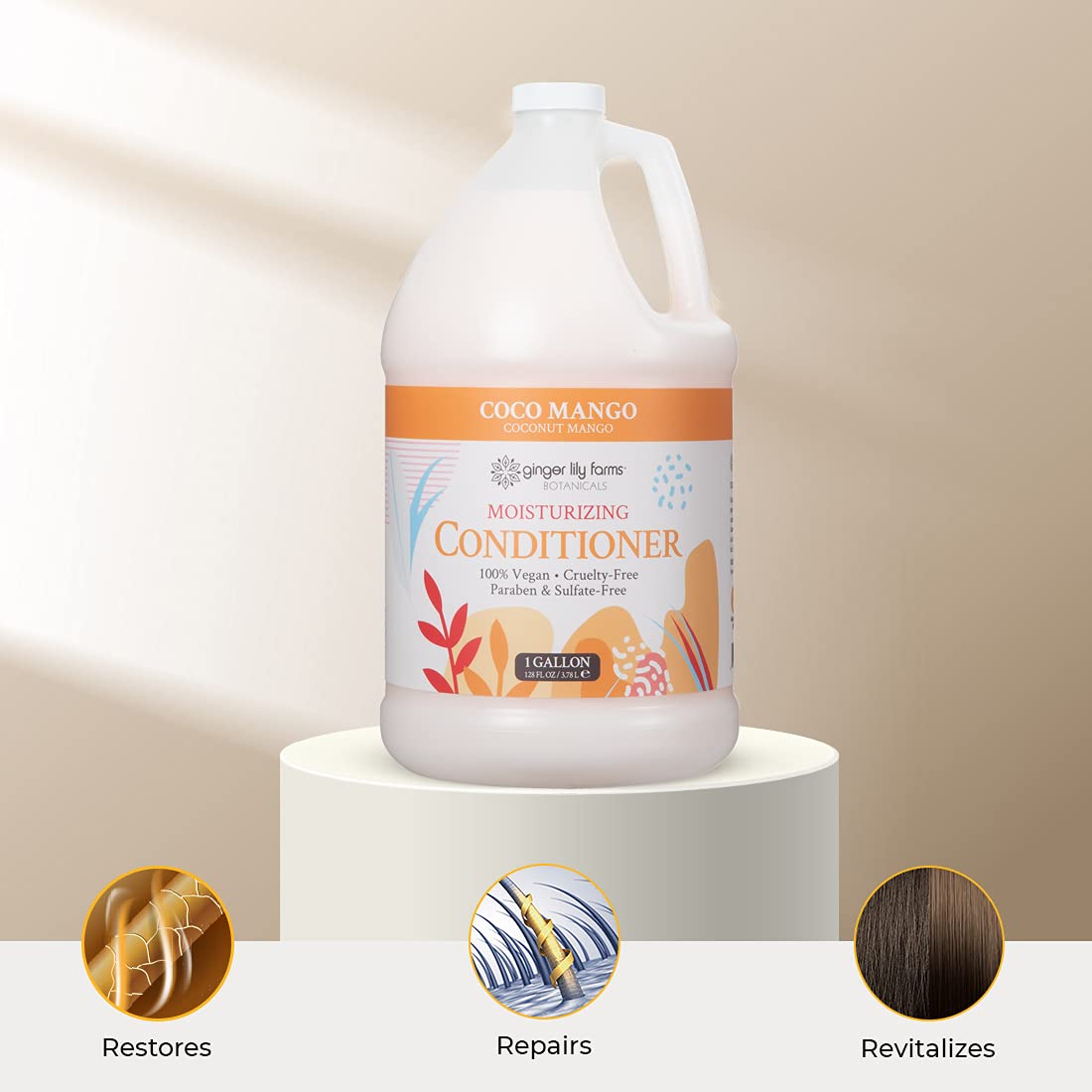Ginger Lily Farms Botanicals Conditioner Gallon, Coco Mango, 128 Fluid Ounce