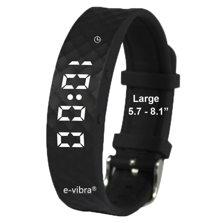 e-vibra Potty Training Watch - Rechargeable Silent Vibrating Watch - Medical Reminder Watch - with Timer and 15 Daily Alarms (Black - Large)