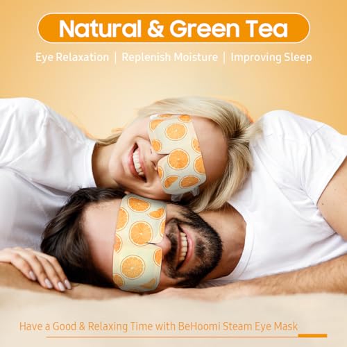 BeHoomi 20 Packs Steam Eye Mask, Heated Eye Mask Warm Compress for Eyes, Disposable Self Heating Steam Mask for Home, Sleep, Spa, Travel Essentials & Relaxation Gifts for Women (Sweet Orange)