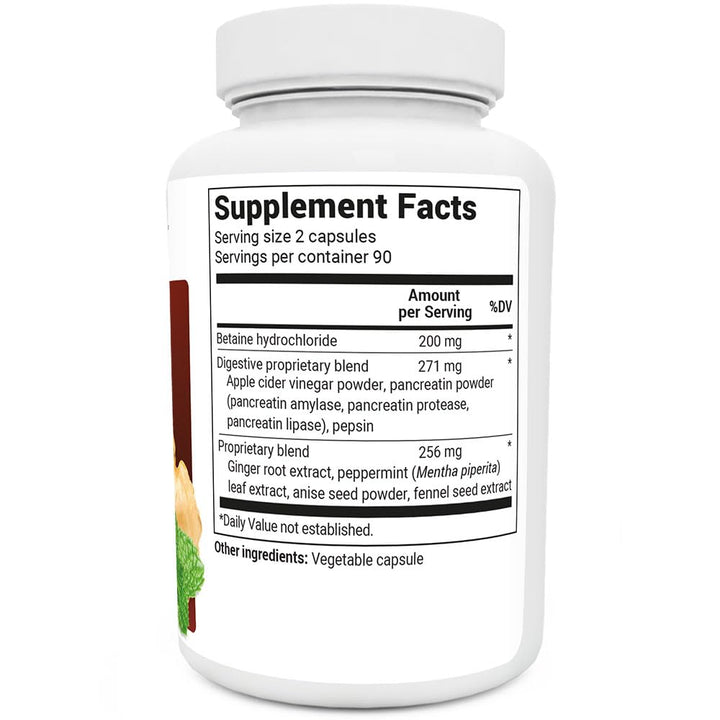 Dr. Berg Advanced Digestive Enzymes with Apple Cider Vinegar - Includes Digestive Health Ingredients Like Betaine Hydrochloride (HCI), Ginger Root & Peppermint Leaf - 180 Capsules