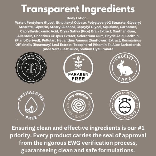 HygieneLab Body Lotion for Men – EWG Verified, Ultra Hydrating, Non-Toxic, Fast-Absorbing, Fragrance-Free, Unscented, Paraben-Free, Sulfate-Free, Daily Moisturizer for Dry & Sensitive Skin, 12oz