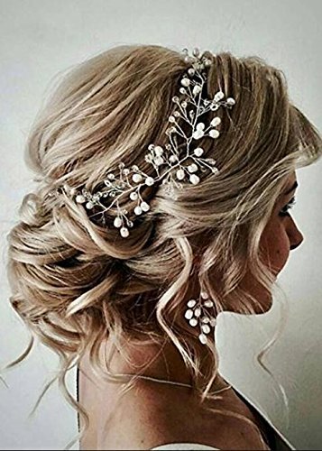 FXmimior Bridal Wedding Hair Vine Crystal Headband Headpiece Tiara Bride Hair Accessories (silver)