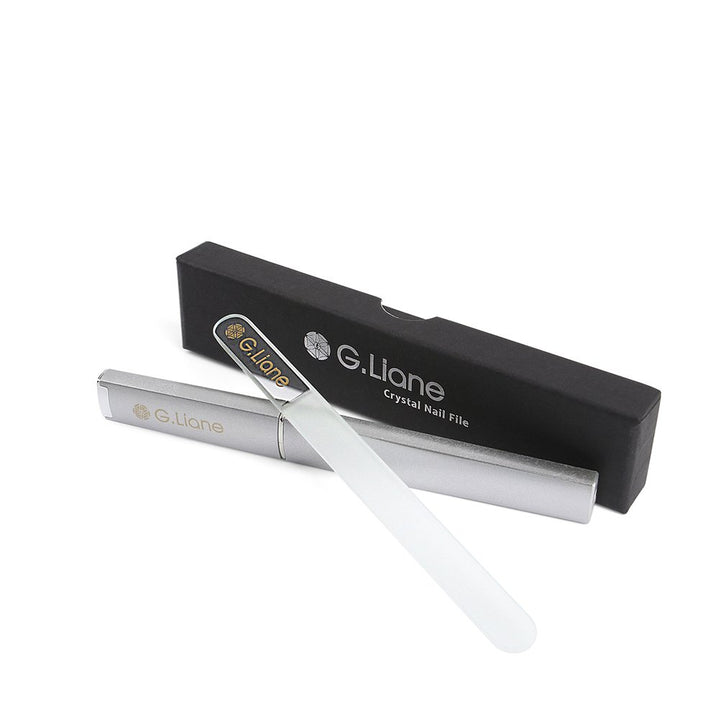 Crystal Glass Nail File - G.Liane Professional Double Sided Etched Glass Nail Files With Case For Shaping The Natural Nails And Artificial Nails Manicure Pedicure Nail Care Gift Set (Clear Round)