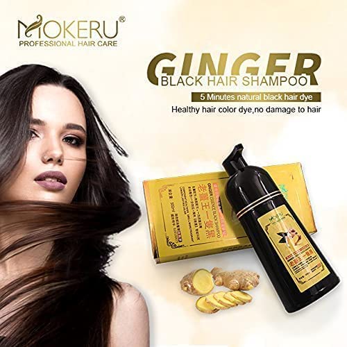 MADAME FIN MOKERU Ginger Black Hair Shampoo Magic 5 minutes natural black hair dye Component Healthier Smell More Fragrant Longer-Lasting Color