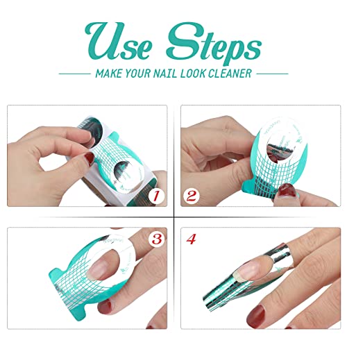 G2PLUS Nail Forms, Nail Art Tip Shape Guide Stickers Acrylic Gel Manicure Extension Tool (1 Roll - 500 PCS - Green)