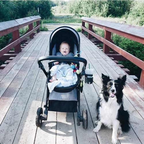 guzzie+Guss Universal Cup Holder, for Strollers, Wheelchairs, Mobility Walkers, Bikes, Camping Chairs. Easy, No Tool, Install with Anti-Slip Sleeve, Fits Wide Variety of Drink Containers, Black