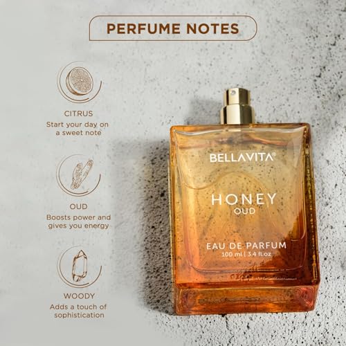 BellaVita Honey OUD Perfume for Women & Men (3.4 fl.oz) | Vanilla, Bergamot & Patchouli Perfume | Long-Lasting Arabian Unisex Perfumes for Women & Men | Floral & Spicy Vegan Cologne Honey Perfume