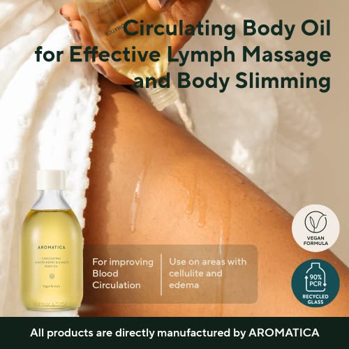 AROMATICA Circulating Body Oil Juniper Berry & Ginger -3.38 fl. oz. - Aromatherapy Massage Oil - Vegan Essential and Non Toxic Body Oil - After Shower Body Oil for Women