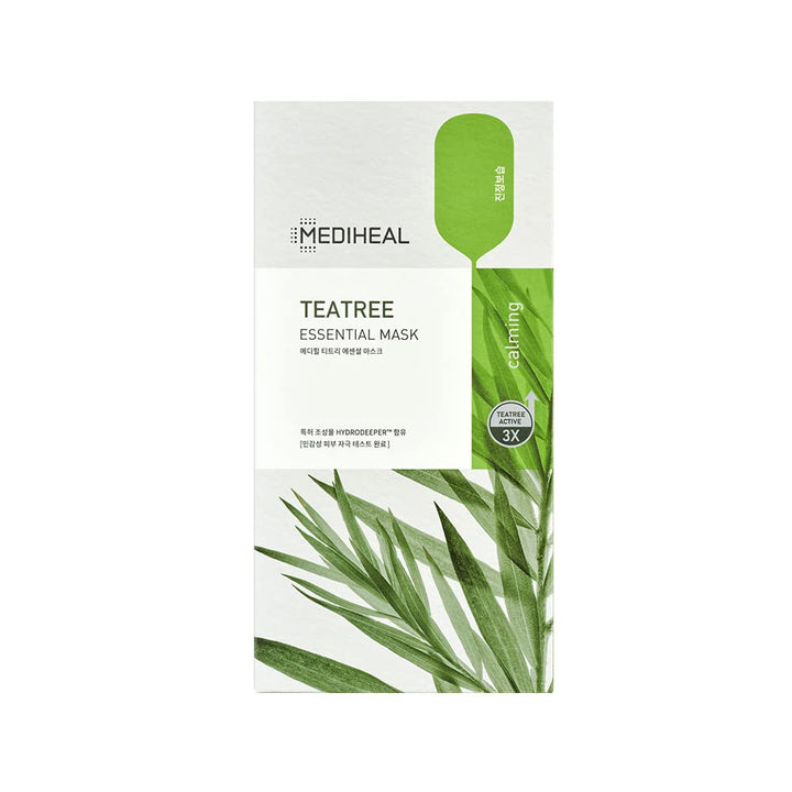 Mediheal Best Korean Sheet Mask - Tea Tree Essential Face Mask 10 Sheets For All Skin Types Korean Best Sheet Mask Soothing Calming