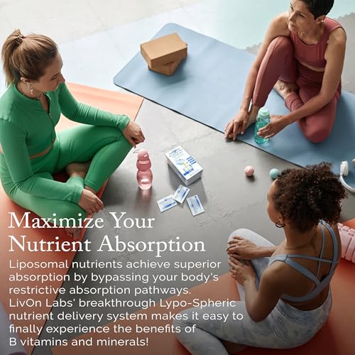 LivOn Laboratories Lypo–Spheric B Complex Plus – 30 Packets – 195 mg B Vitamins, Minerals & Cinnamon Per Packet – Liposome Encapsulated for Improved Absorption – 100% Non–GMO