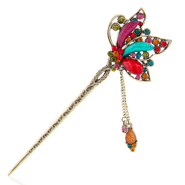 YOY Fashion Long Hair Decor Chinese Traditional Style Women Girls Hair Stick Hairpin Hair Making Accessory with Butterfly, Multicolor