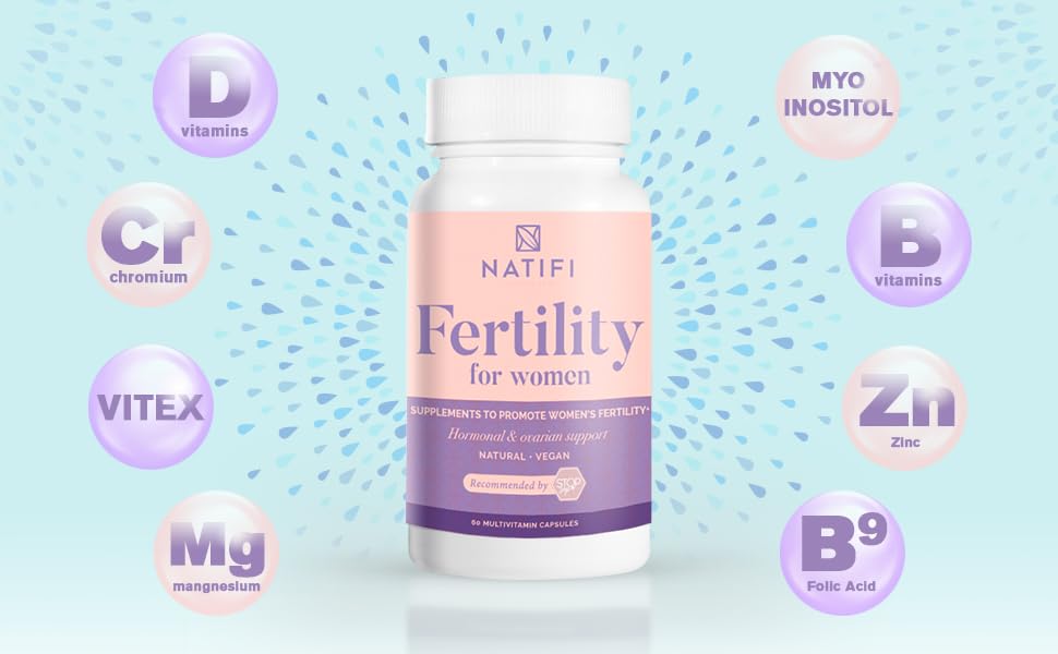 Natifi Conception Fertility Prenatal Vitamins Regulate Cycles, Balance Hormones, Aid Ovulation. Conception Multivitamin for Women. Healthier Pregnancy -60 Capsules- Folic Acid, Myo Inositol, Vitex.
