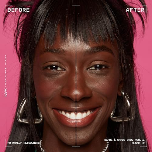 NYX PROFESSIONAL MAKEUP Blade & Shade Brow Pencil, Nano Mechanical Eyebrow Pencil, Up to 16HR Make Up Wear - Black