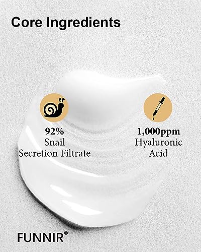 FUNNIR Snail Mucin Moisturizer 92%, Lightweight Moisturing Cream, 100g, Youthful and Radiant Formula, Repair Face Cream for All Skin Types, Skincare Products