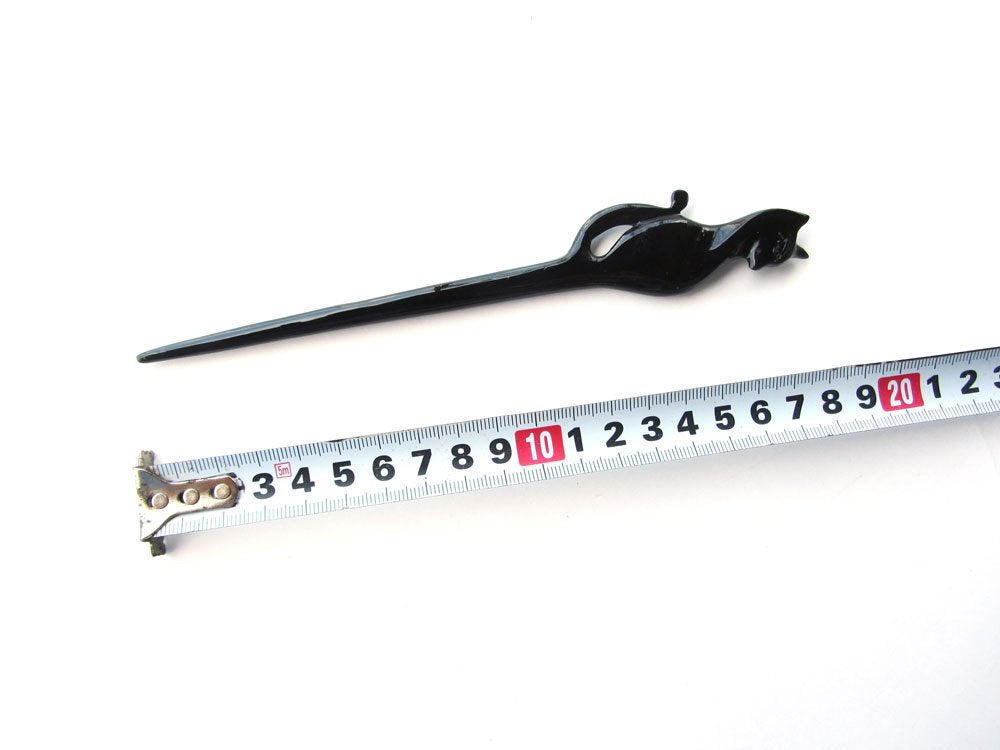 Marycrafts Black Cat Hair Stick, Hairstick, Hair Pin, Hairpin, Hair Accessory, Hair Toy Handmade 7.2