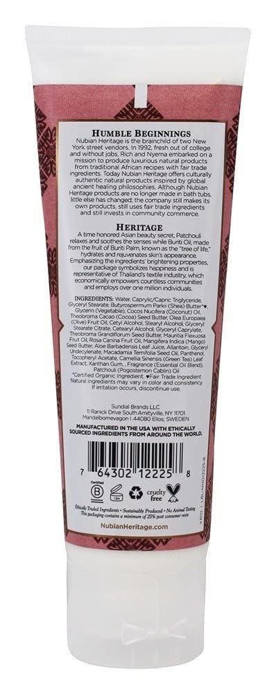 Nubian Heritage Patchouli & Buriti Hand Cream, 4 Ounce