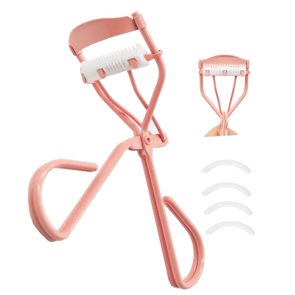 AWEELON Eyelash Curlers with Comb Pink Eyelash Curler with Built in Comb Get a Lash Lift in Seconds, Durable Carbon Steel Body with Comfort Grip
