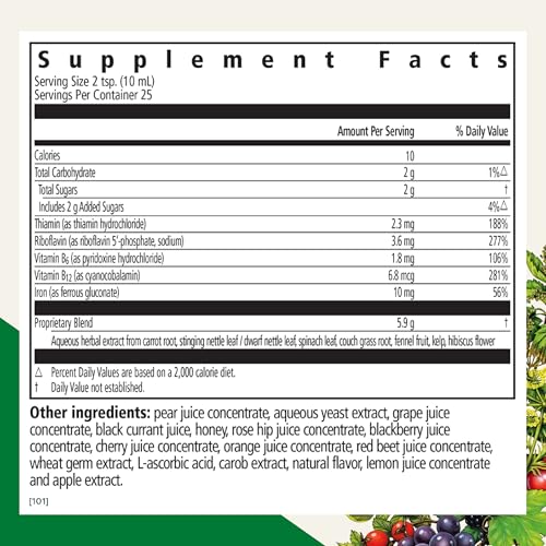 Floradix by Salus Iron & Herbs - Liquid Herbal Supplement for Energy Support - Iron Supplement with Vitamin C & B Complex Vitamins - for Men & Women - 8.5 oz