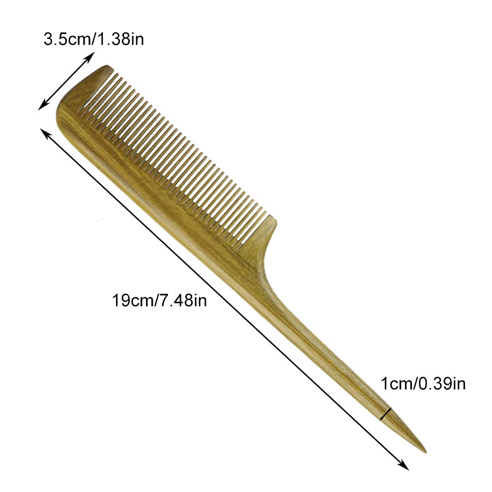 EQLEF Natual green sandalwood no static handmade comb