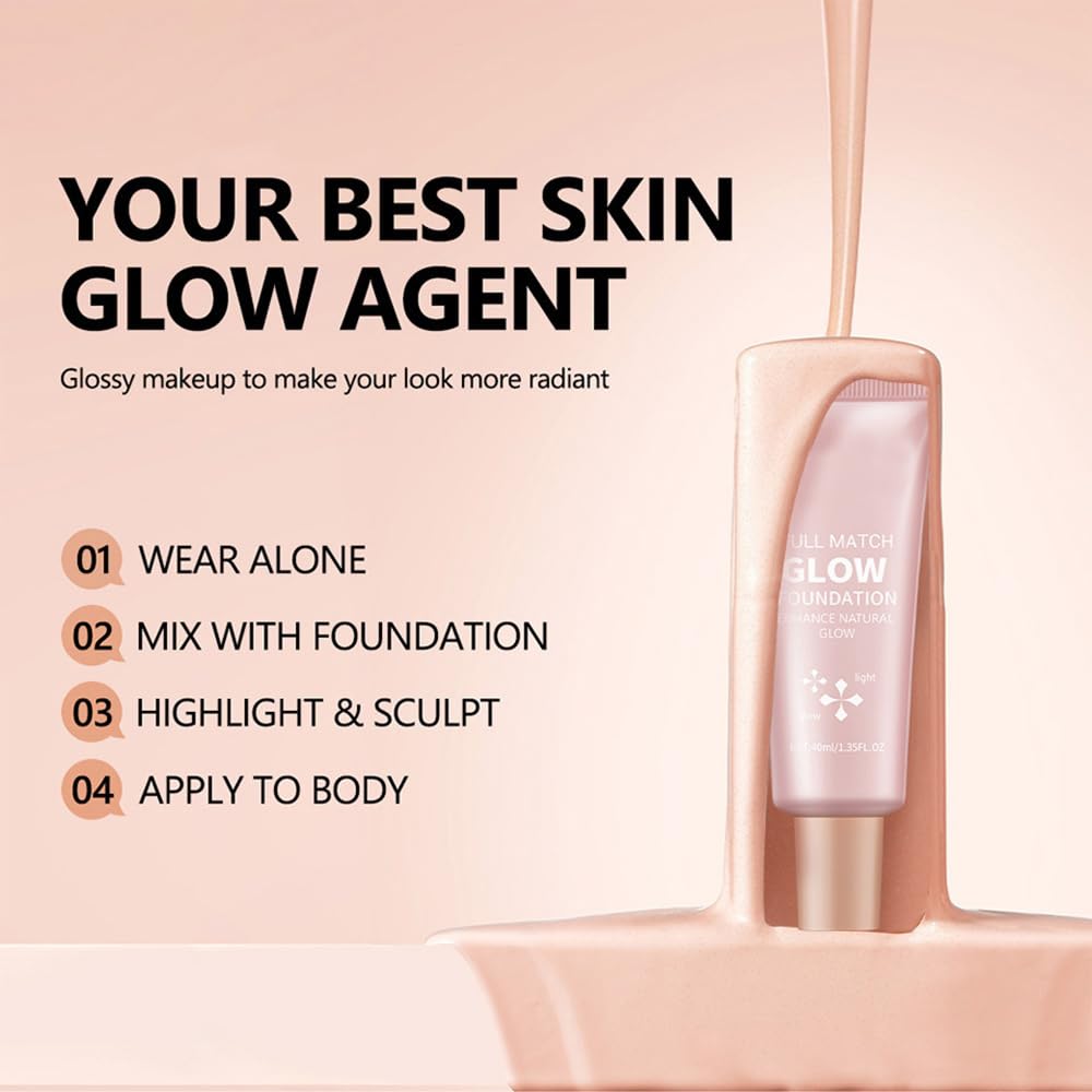 Natural Glow Illuminator Glotion - Hydrating, Long-Lasting Highlighter for Face & Body with Sheer to Light Buildable Coverage and Radiant, Sun-Kissed Look, 1.35 fl oz (#3 Medium, 1 Piece)