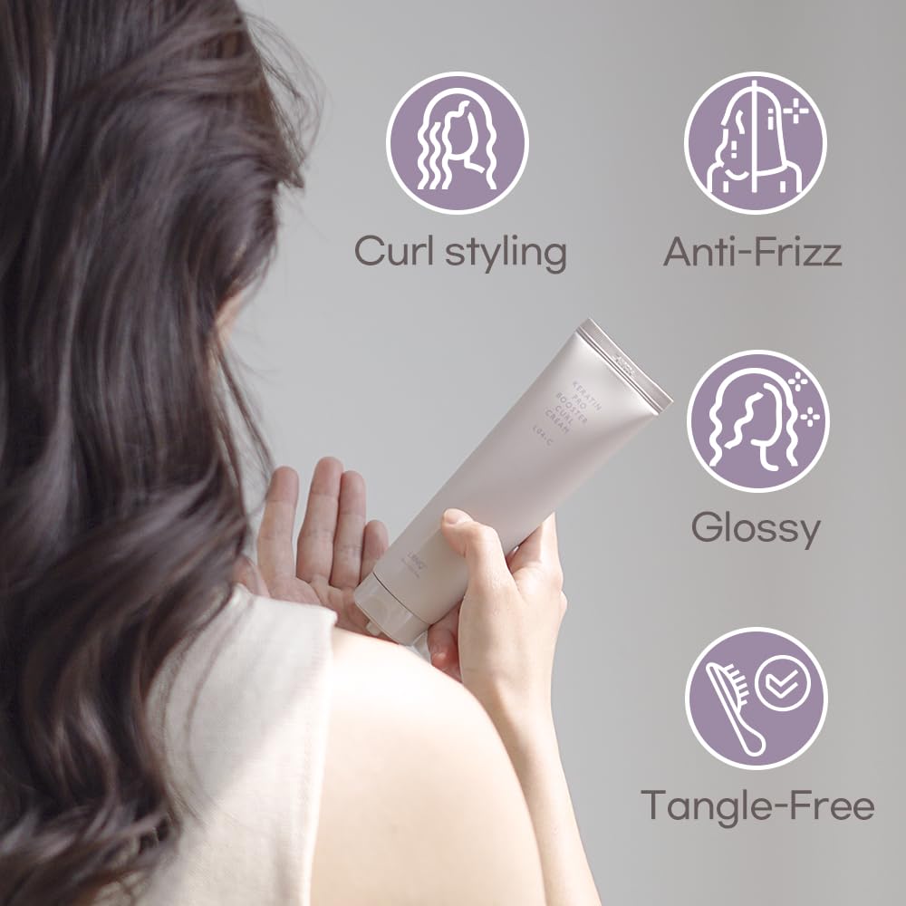 LORINIQUE Korean Defining Curl Cream, High-Dose Keratin (50,000ppm) & Amino Acids, Hair Curling Essence, Anti Frizz, Treatment for Curly Hair, 4.05 Fl Oz